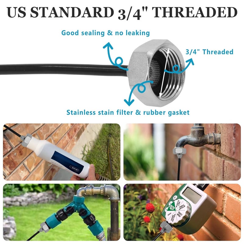 MCCKLE Misters for Outside Patio 59FT Outdoor Misting Cooling System - 59FT (18M) Misting Line+30 Mist Nozzles+3/4" Brass Adapter for Garden Greenhouse Trampoline - Image 4